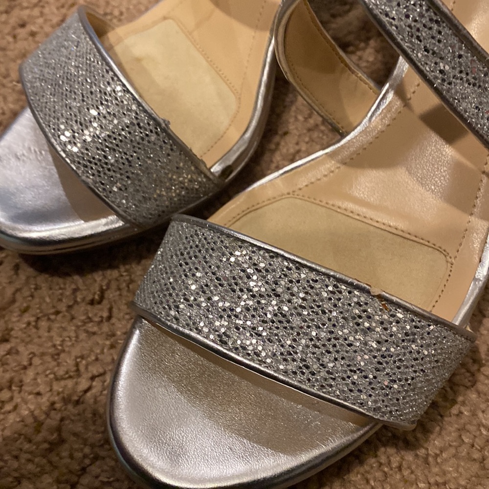 Alex Marie womens silver prom homecoming glitter heels Sz 9 - Picture 2 of 4